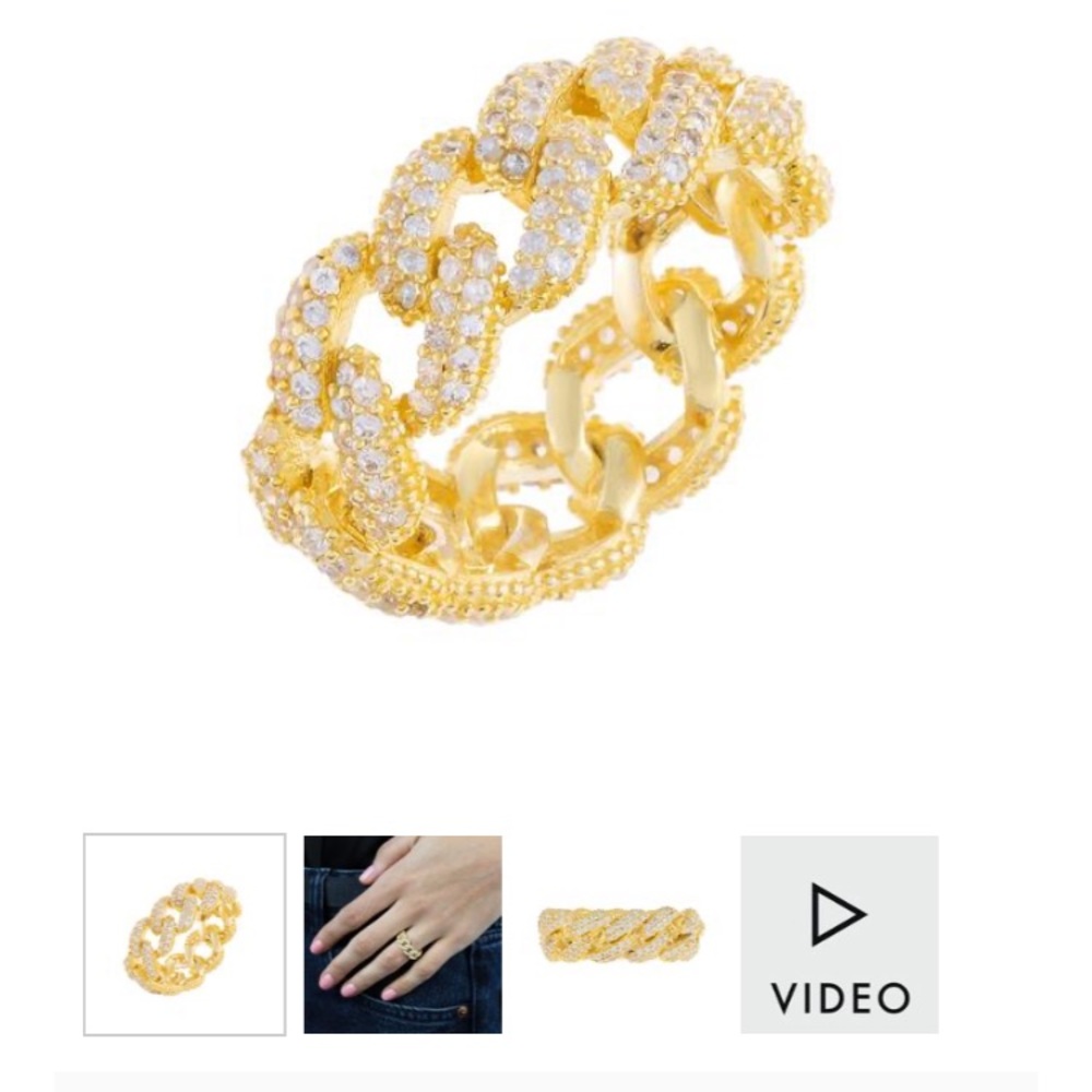 Gold Pavé Box Link Ring